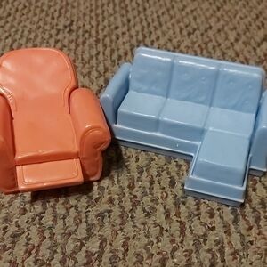 Fisher-Price Orange Armchair and Blue Sofa Set